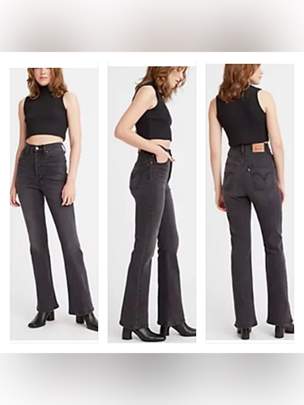Levis Ribcage Boot Gray Jeans